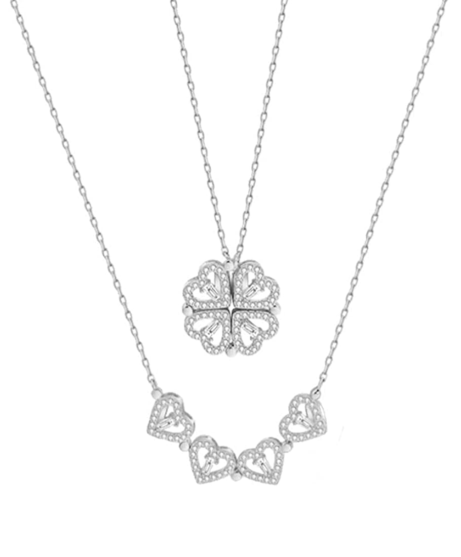 Magnetic Silver Flower Pendent  - قلادة زهرة فضية مغناطيسية