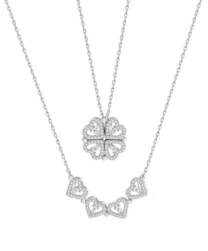 Magnetic Silver Flower Pendent  - قلادة زهرة فضية مغناطيسية