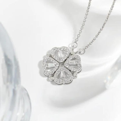 Magnetic Silver Flower Pendent  - قلادة زهرة فضية مغناطيسية